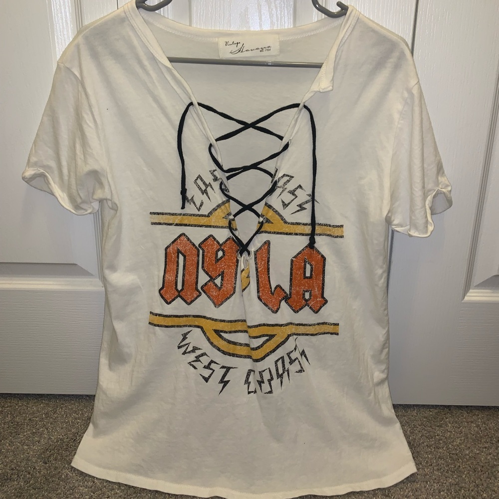 Lace Up White Tee